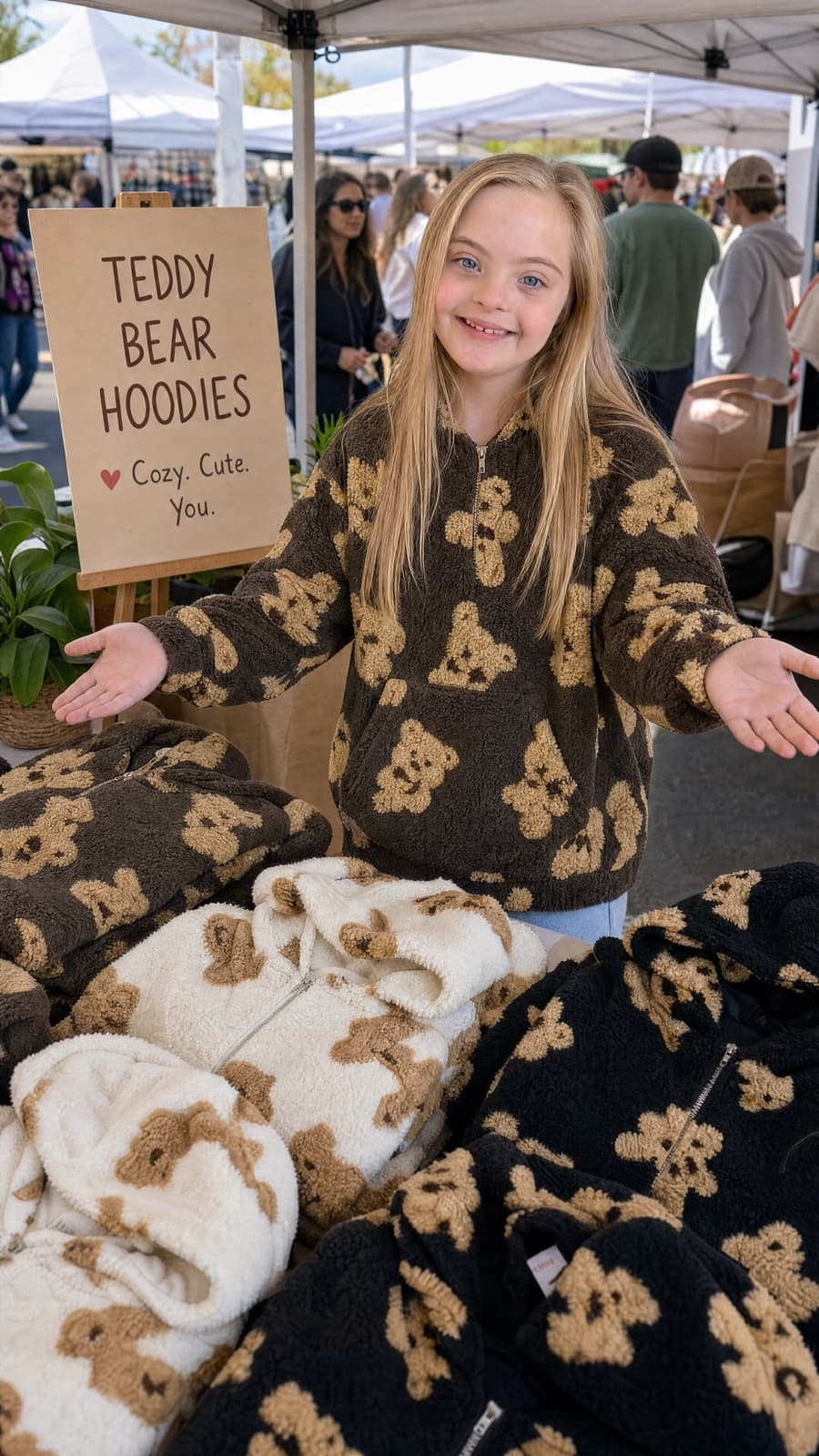 Maddy, founder of Maddy's Teddy Bear Hoodies